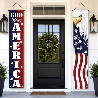 God Bless America™ – Patriotic Eagle Porch Banner Set