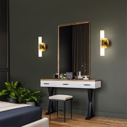 Indoor Wall Sconce Cylinder Frosted Glass Shade 3 Inch G9 Socket Hardwired Fixture Bathroom Hallway Bedroom Accent Lighting Gold Metal Frame