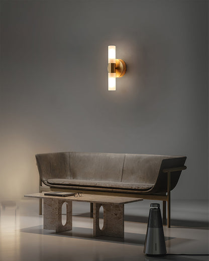 Indoor Wall Sconce Cylinder Frosted Glass Shade 3 Inch G9 Socket Hardwired Fixture Bathroom Hallway Bedroom Accent Lighting Gold Metal Frame