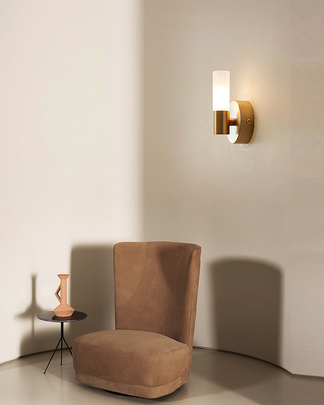 Indoor Wall Sconce Cylinder Frosted Glass Shade 3 Inch G9 Socket Hardwired Fixture Bathroom Hallway Bedroom Accent Lighting Gold Metal Frame