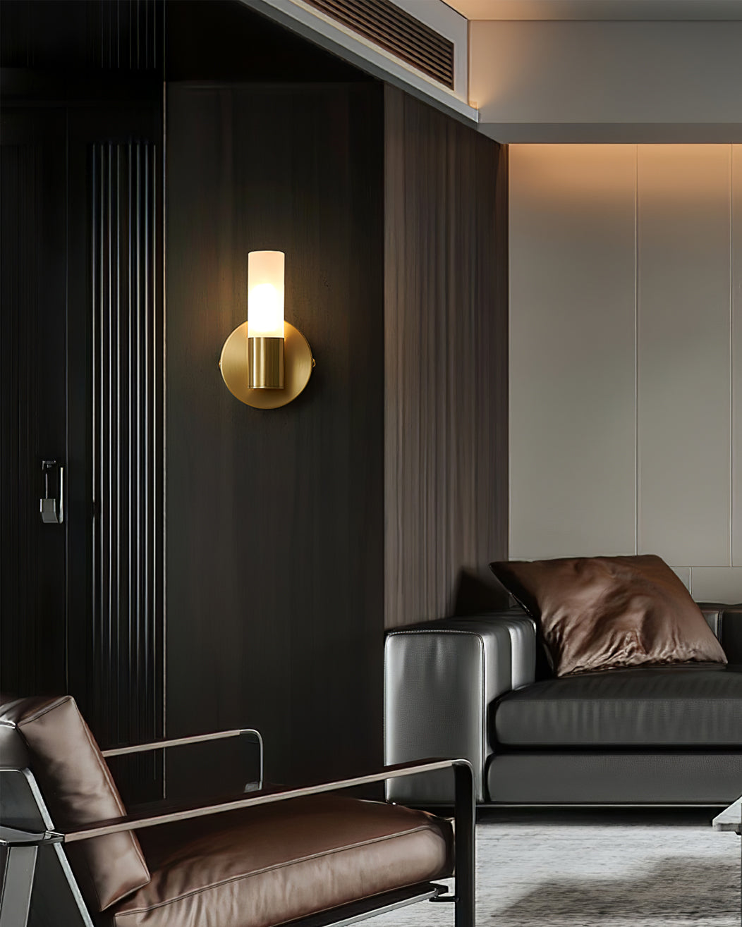 Indoor Wall Sconce Cylinder Frosted Glass Shade 3 Inch G9 Socket Hardwired Fixture Bathroom Hallway Bedroom Accent Lighting Gold Metal Frame
