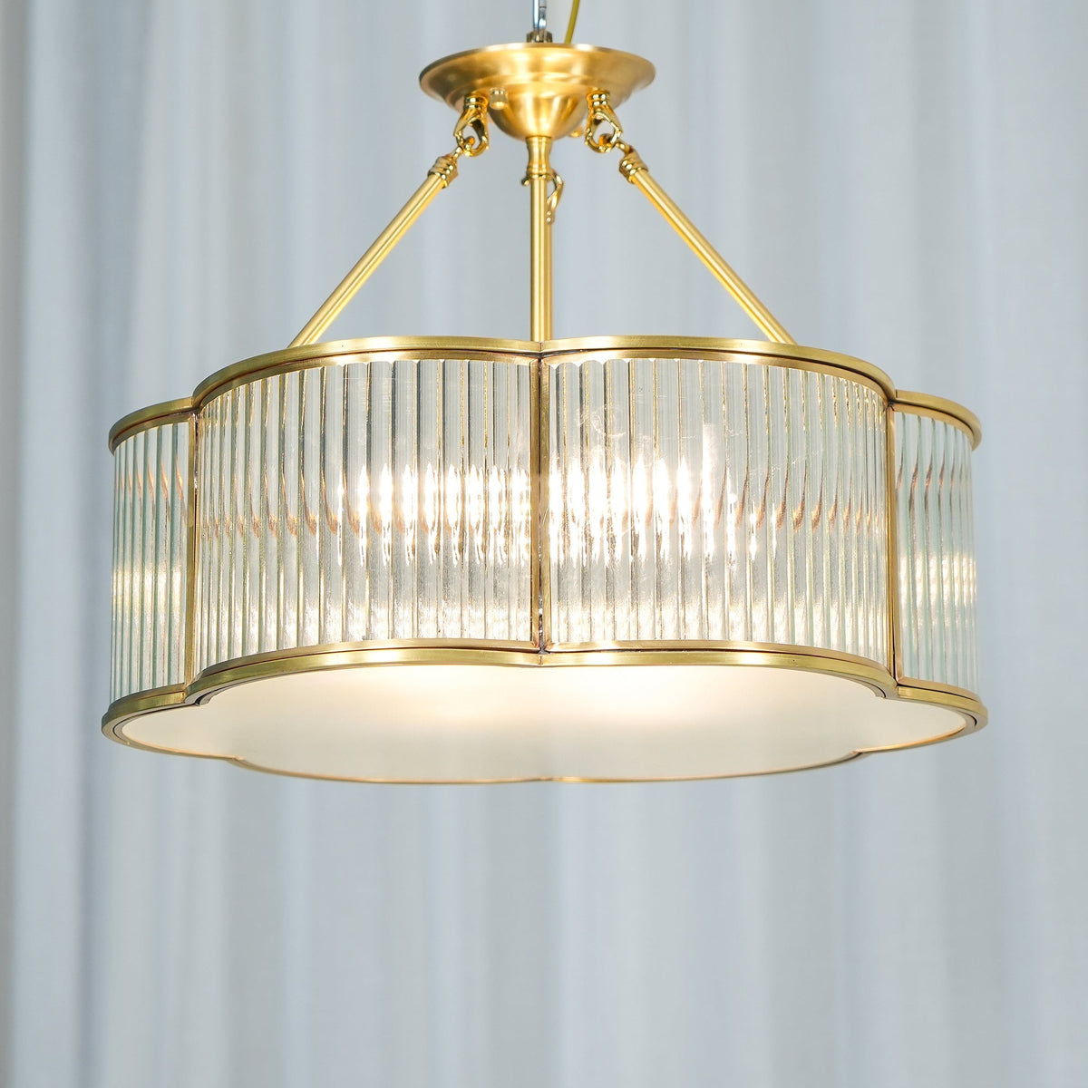 Brass Glass Flush Mount Ceiling Light 20 Inch Quatrefoil Design for Bedroom Living Room Dining Room Indoor Lighting Fixture