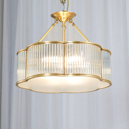 Brass Glass Flush Mount Ceiling Light 20 Inch Quatrefoil Design for Bedroom Living Room Dining Room Indoor Lighting Fixture