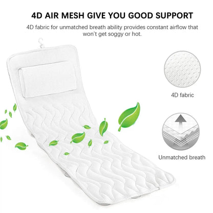 Almohada de baño de cuerpo completo Ortekor para bañera con diseño antideslizante y material transpirable para una comodidad absoluta