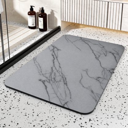 Stone Bath Mat Quick Dry, Diatomaceous Earth Bath Mat Non Slip with Rubber Base Marble Design, Bathroom Mat for Shower