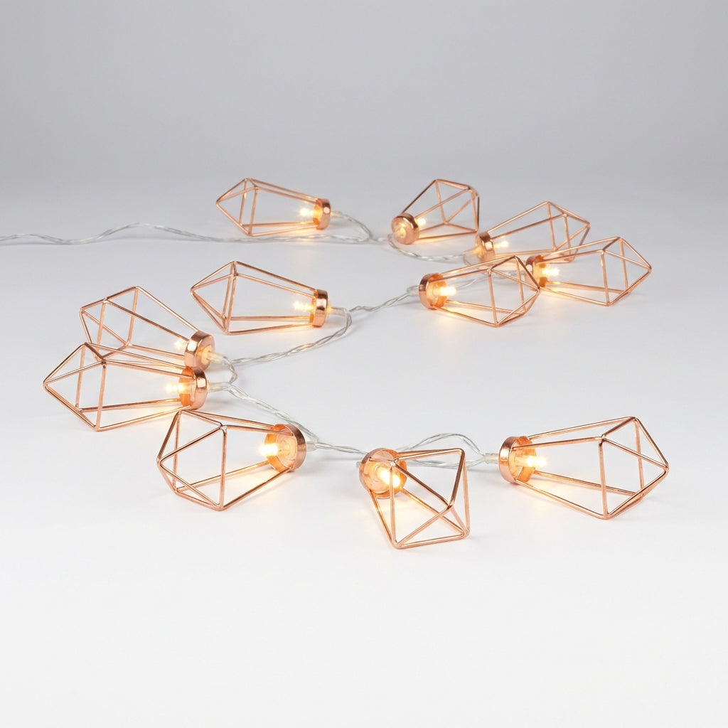 Battery Powered LED Diamond Cage Lights 20 Copper Wire Strand 6.5ft 10ft for Bedroom Living Room Garden Patio Shelves Wireless Decorative Am
