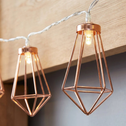 Battery Powered LED Diamond Cage Lights 20 Copper Wire Strand 6.5ft 10ft for Bedroom Living Room Garden Patio Shelves Wireless Decorative Am