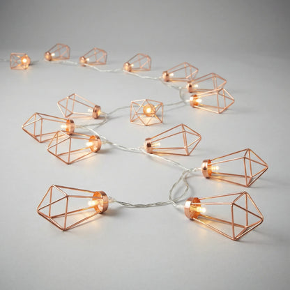 Battery Powered LED Diamond Cage Lights 20 Copper Wire Strand 6.5ft 10ft for Bedroom Living Room Garden Patio Shelves Wireless Decorative Am