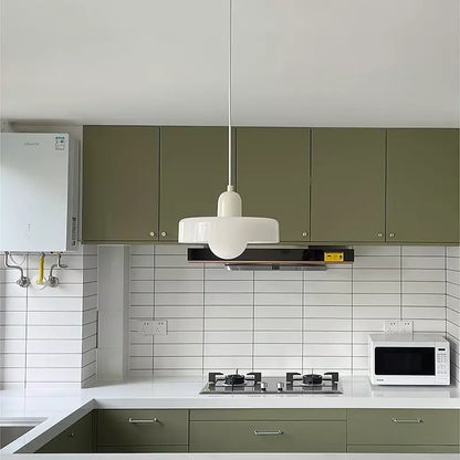 Glass Disc Pendant Light with Adjustable Cord – Modern Ceiling Fixture for Dining Room, Kitchen Island & Living Room