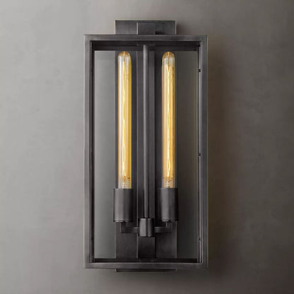 Glass & Steel Frame Wall Light Fixture with LED Bulb for Entryway, Bedroom & Hallway