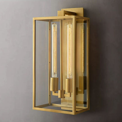 Glass & Steel Frame Wall Light Fixture with LED Bulb for Entryway, Bedroom & Hallway