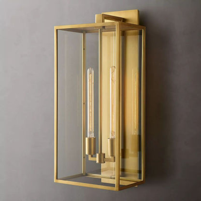 Glass & Steel Frame Wall Light Fixture with LED Bulb for Entryway, Bedroom & Hallway