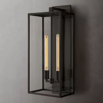 Glass & Steel Frame Wall Light Fixture with LED Bulb for Entryway, Bedroom & Hallway