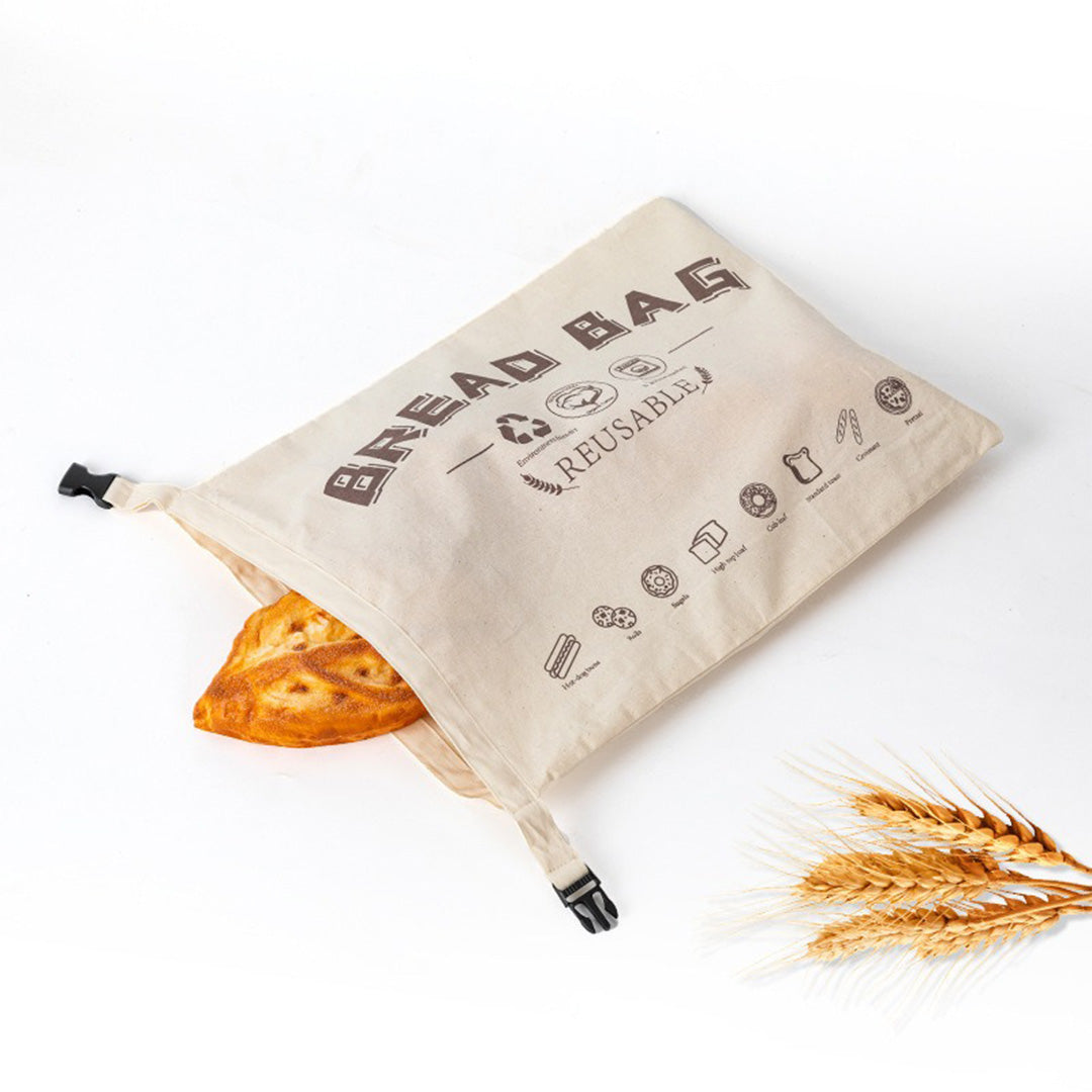 Organic Cotton Bread Bag with Pure Beeswax Lining | Reusable Bread Storage Pouch for Homemade Sourdough and Artisan Loaves | Kitchen Fresh-K