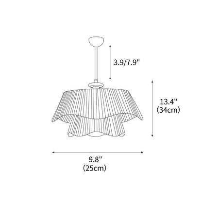 Layered Fabric Drum Pendant Light 10 in Dining Room Farmhouse Style Ceiling Fixture Bedroom Kitchen Island Wood Accent Hanging Lamp E26 Sock