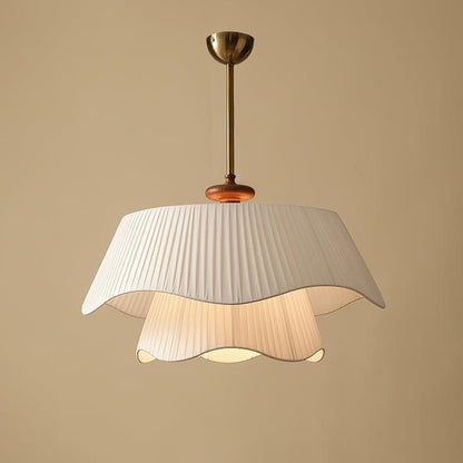 Layered Fabric Drum Pendant Light 10 in Dining Room Farmhouse Style Ceiling Fixture Bedroom Kitchen Island Wood Accent Hanging Lamp E26 Sock
