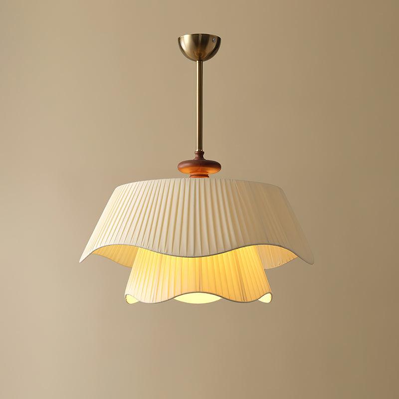 Layered Fabric Drum Pendant Light 10 in Dining Room Farmhouse Style Ceiling Fixture Bedroom Kitchen Island Wood Accent Hanging Lamp E26 Sock