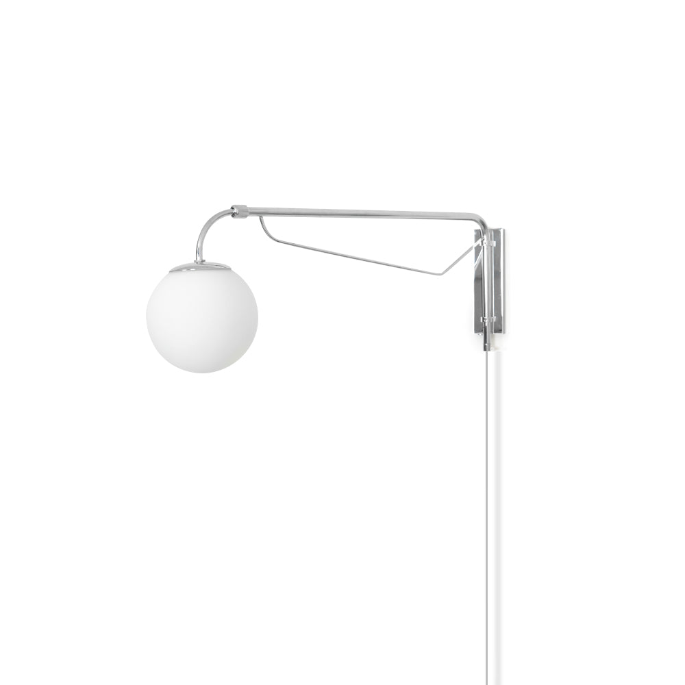 Swing Arm Wall Sconce Chrome Metal Adjustable Reading Light E26 LED Bedroom Bedside Task Lighting for Home Office Study