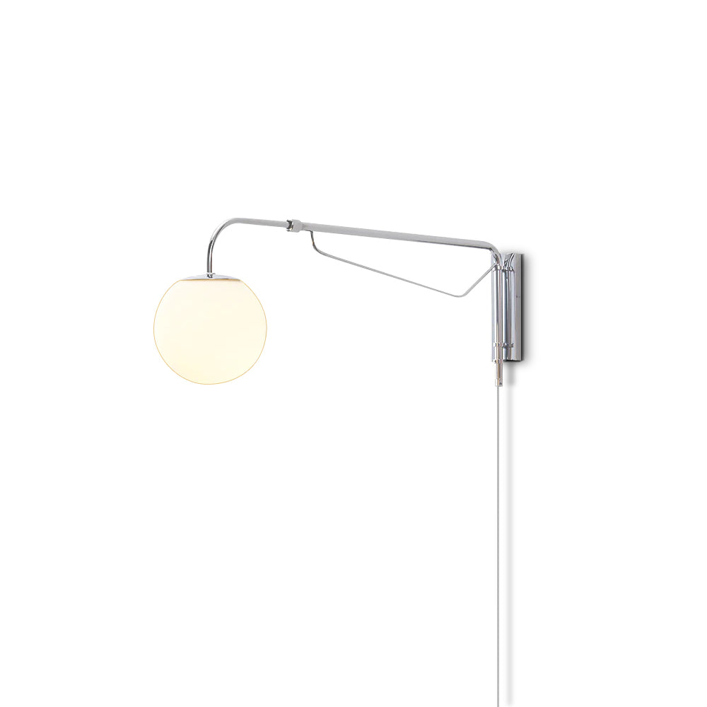 Swing Arm Wall Sconce Chrome Metal Adjustable Reading Light E26 LED Bedroom Bedside Task Lighting for Home Office Study