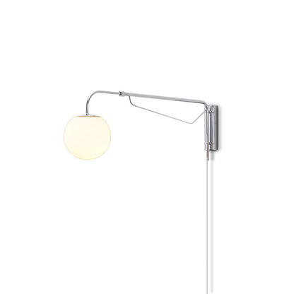 Swing Arm Wall Sconce Chrome Metal Adjustable Reading Light E26 LED Bedroom Bedside Task Lighting for Home Office Study