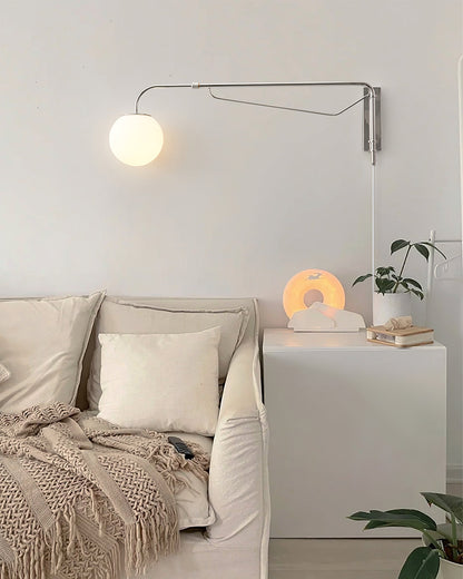 Swing Arm Wall Sconce Chrome Metal Adjustable Reading Light E26 LED Bedroom Bedside Task Lighting for Home Office Study