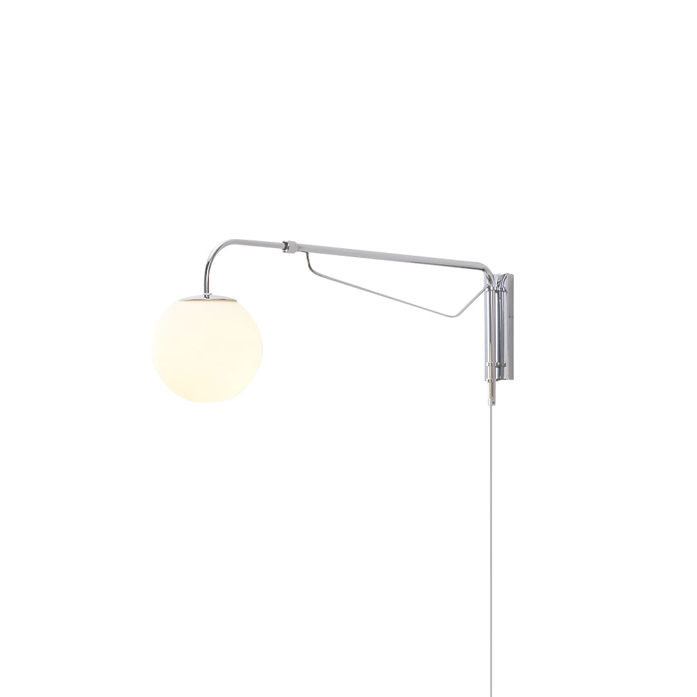 Swing Arm Wall Sconce Chrome Metal Adjustable Reading Light E26 LED Bedroom Bedside Task Lighting for Home Office Study