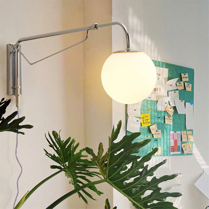 Swing Arm Wall Sconce Chrome Metal Adjustable Reading Light E26 LED Bedroom Bedside Task Lighting for Home Office Study