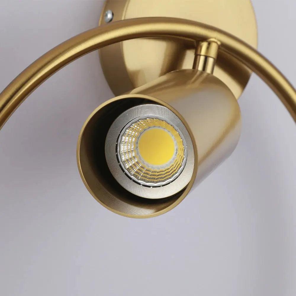 Curved Metal Wall Sconce Light with Linear Arm Design | Modern Lighting for Bedroom Living Room Hallway | Available in Black Gold & Black-Go
