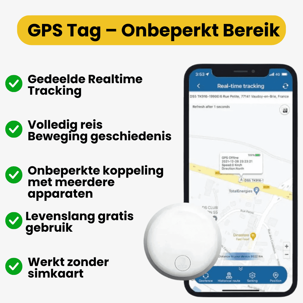 GPS Bicycle Tracker with Real-Time Location Tracking, No Monthly Fees, Waterproof Design for Theft Protection and Route History