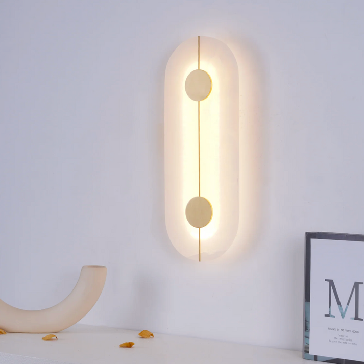 Marble Sconce Light 17 in LED Fixture Bedroom Hallway Reading Nook Vertical Modern Ambient Lighting for Quiet Spaces