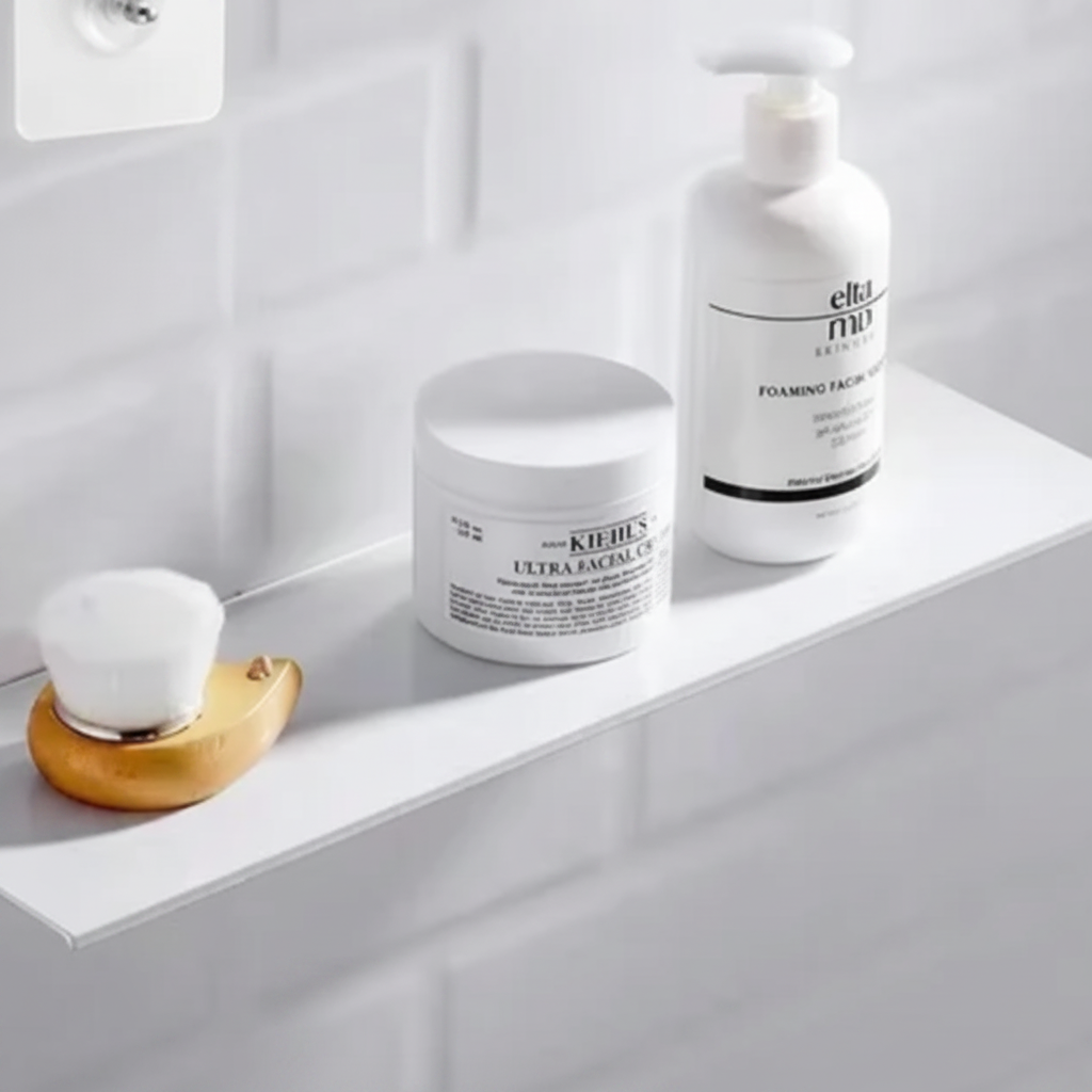 FLOATIVA – Floating No Drill Bathroom Wall Shelf
