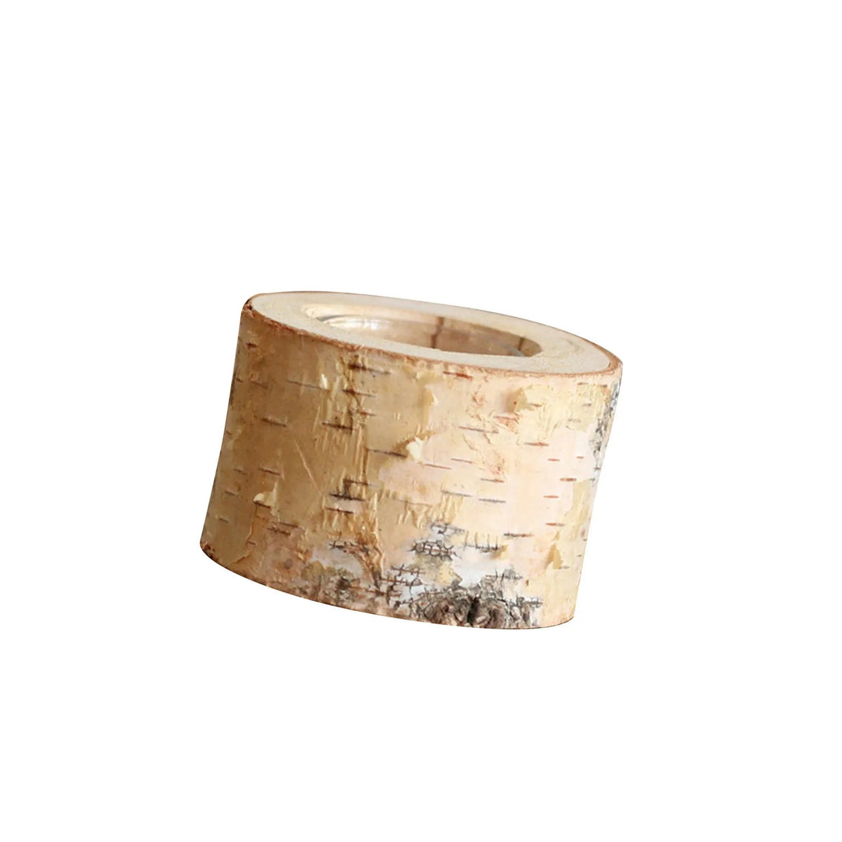 Portavelas de madera de abedul con acabado rústico: soporte decorativo de veta natural para velas de 2 a 8 pulgadas