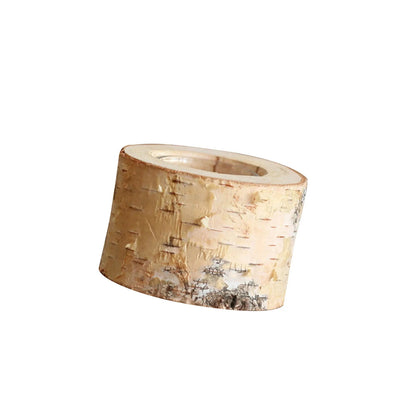 Portavelas de madera de abedul con acabado rústico: soporte decorativo de veta natural para velas de 2 a 8 pulgadas