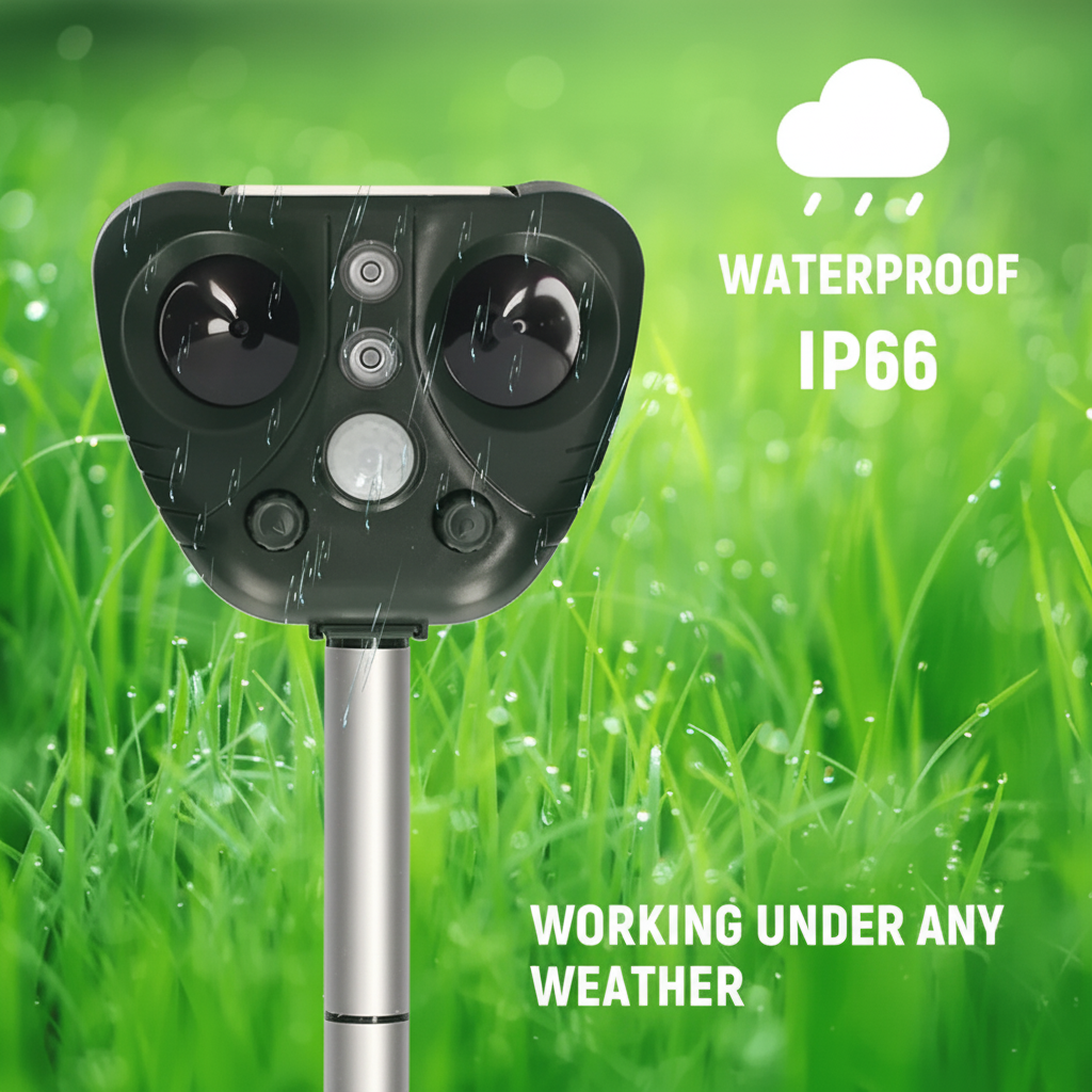EcoGuard | Repelente ultrasónico de aves con energía solar y luces LED | Disuasorio humano para aves de jardín