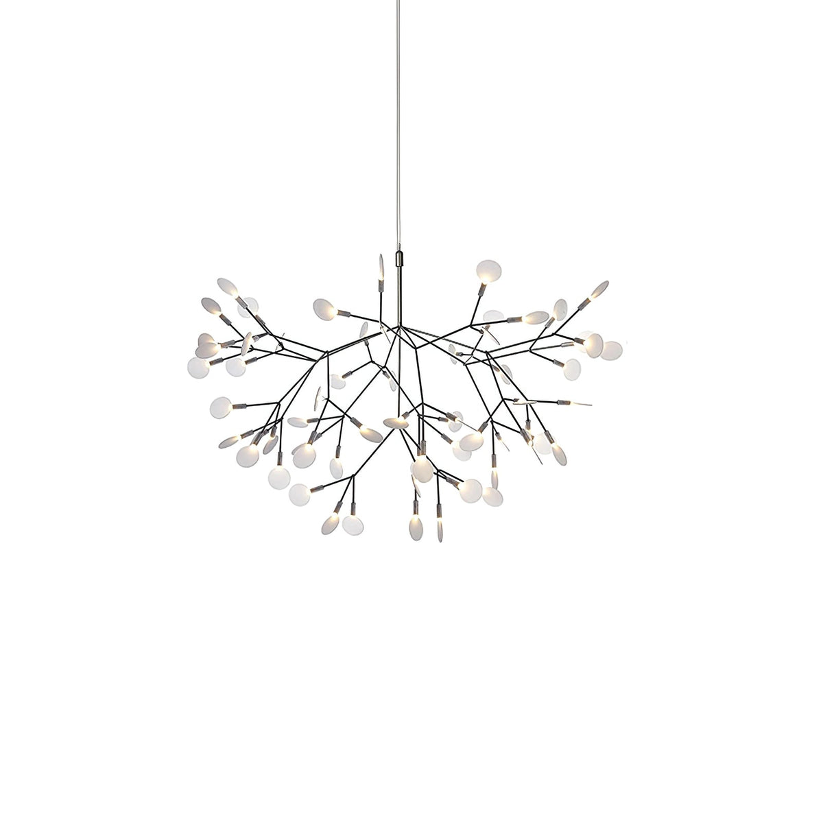 Branching LED Chandelier with Acrylic Petals Black Finish 20W Integrated Light Dimmable Remote Option Modern Statement Fixture Indoor Living
