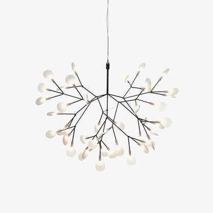 Branching LED Chandelier with Acrylic Petals Black Finish 20W Integrated Light Dimmable Remote Option Modern Statement Fixture Indoor Living