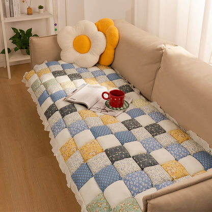 Quilted Cotton Furniture Protector Cover Anti-Slip Couch Cushion Pad for Sofa Chair Loveseat Pet-Friendly Washable Mat for Living Room