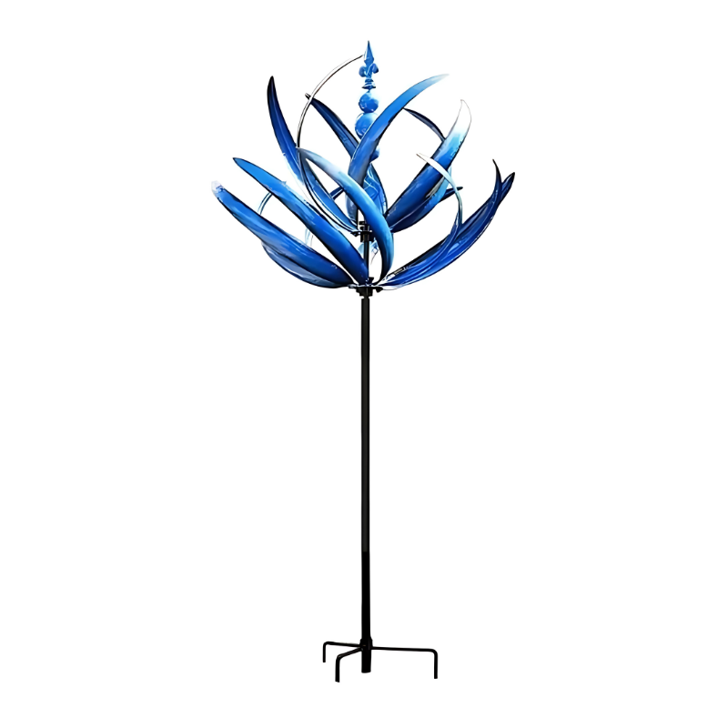 Kinetic Yard Sculpture Spinning Metal Stake Decoration for Lawns Patios Gardens Breeze-Activated Weatherproof Accent Piece Red Blue Reflecti