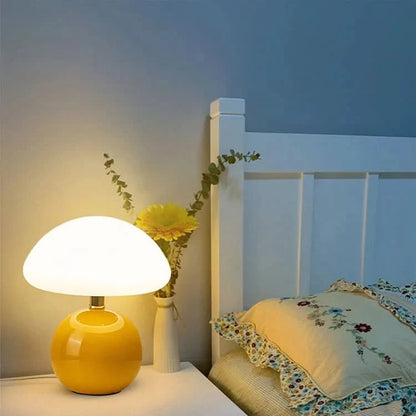 Ceramic LED Table Lamp with Adjustable Color Modes | Mushroom Design for Soft Ambient Lighting