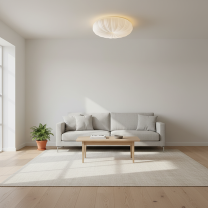 LED Flush Mount Ceiling Fixture White Acrylic 18 in Dimmable Remote Control for Bedroom Living Room Hallway Modern Low Profile Indoor Lighti