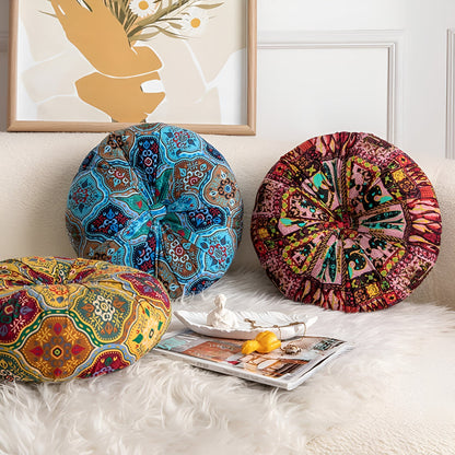 Bohara Round Cushion - Soft Microfiber, Vibrant Tribal Design
