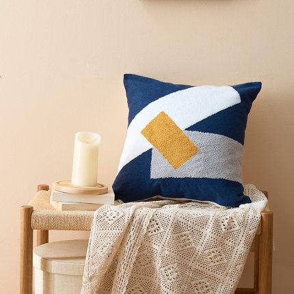 Boho Throw Pillow with Abstract Embroidery – Soft Decorative Cushion in Earth Tones
