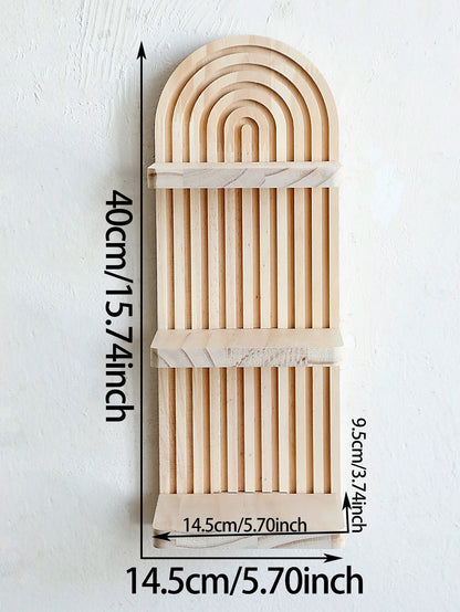 Boho | Floating Wood Wall Shelf with 3-Tier Design | Stylish Storage for Home Decor