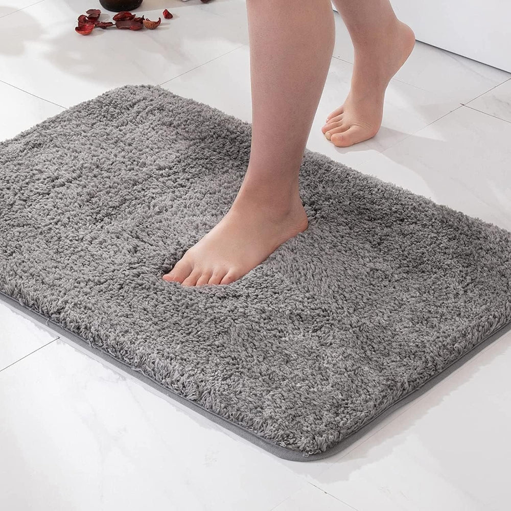 Microfiber Bath Mat Non-Slip Rubber Backing Quick Dry Soft Plush Bathroom Rug Floor Absorbent Water Wicking Shower Safe Machine Washable for