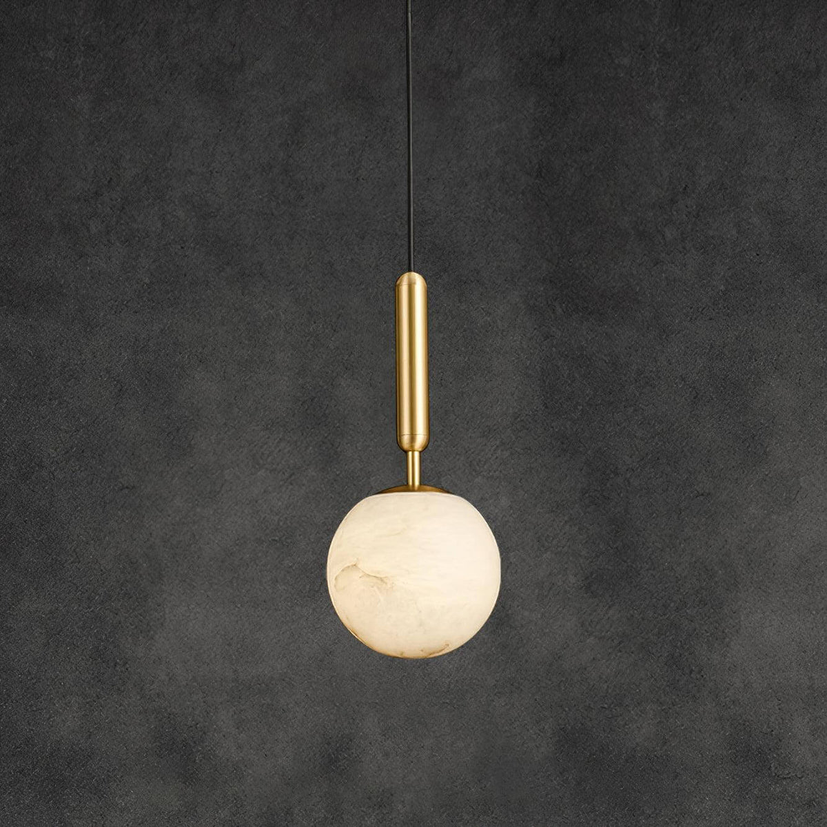 Brass & Stone Globe Ceiling Light 5-Inch for Kitchen Island Dining Room Warm Glow Task Lighting