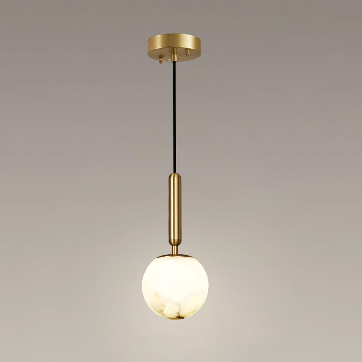 Brass & Stone Globe Ceiling Light 5-Inch for Kitchen Island Dining Room Warm Glow Task Lighting
