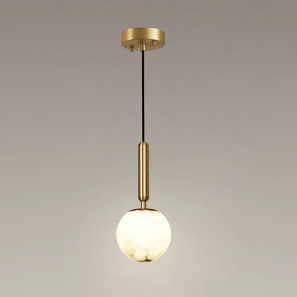 Brass & Stone Globe Ceiling Light 5-Inch for Kitchen Island Dining Room Warm Glow Task Lighting