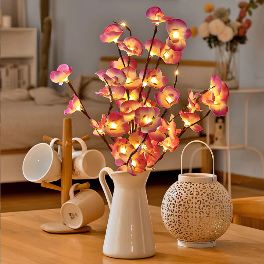 Botanical Glow | LED Floral Branch Lamp with Customizable Design | Ambient Lighting for Home Decor