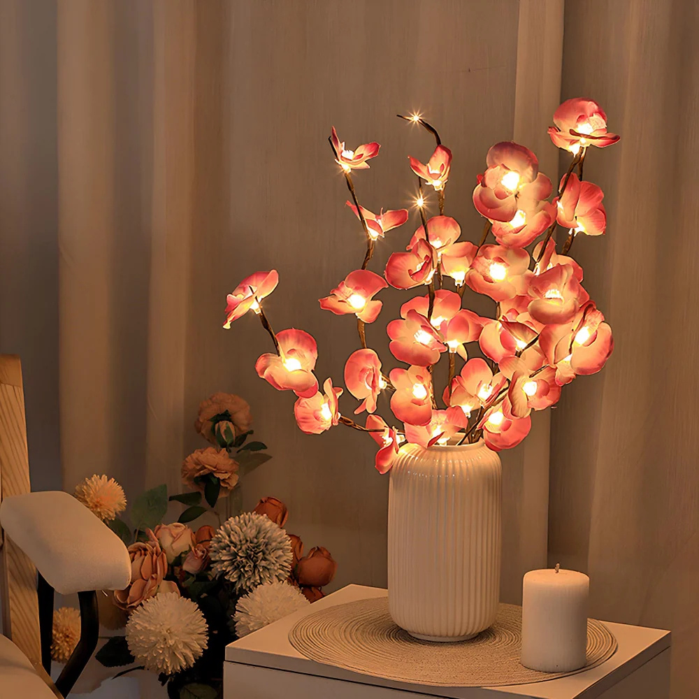 Botanical Glow | LED Floral Branch Lamp with Customizable Design | Ambient Lighting for Home Decor
