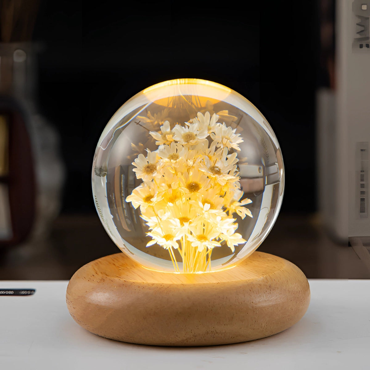 Luz nocturna botánica | Lámpara de mesa LED con diseño único de diente de león | Iluminación encantadora para dormitorios y salas de estar